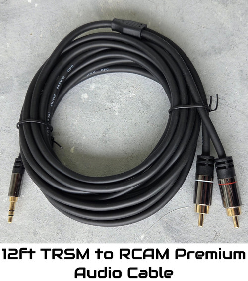 PinWoofer 12ft TRSM to RCAM Premium Audio Cable - Shielded