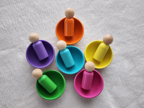 Pastel Peg + Bowls Matching & Sorting Game