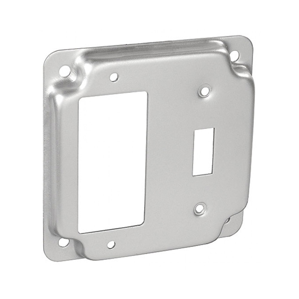 4" Square Finished Cover Raised 1/2" w/ 1 Toggle Receptacle and 1 GFCI