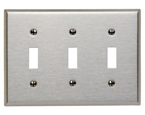 3-Gang Toggle Wall Plate, Stainless Steel 3-Gang Toggle Wall Plate, Stainless Steel