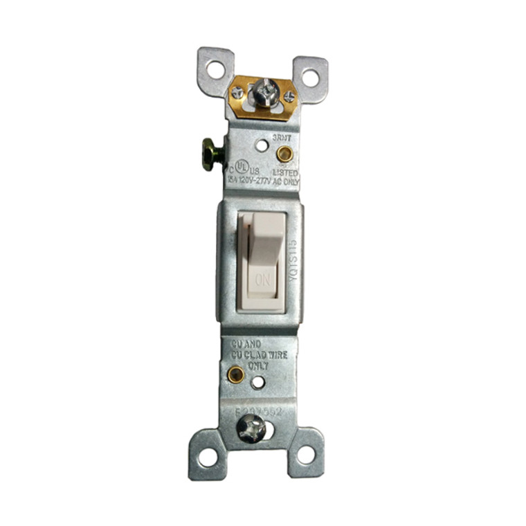 Toggle Switch, 3-Way, 15A, 125V/277V AC, Self-Grounding