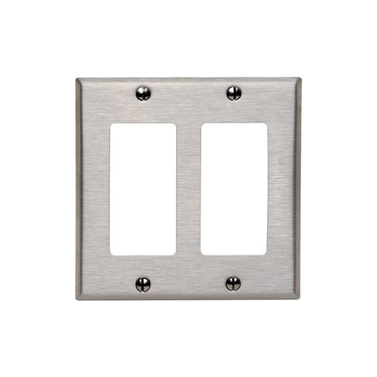 2-Gang Decorator Wall Plate, Stainless Steel