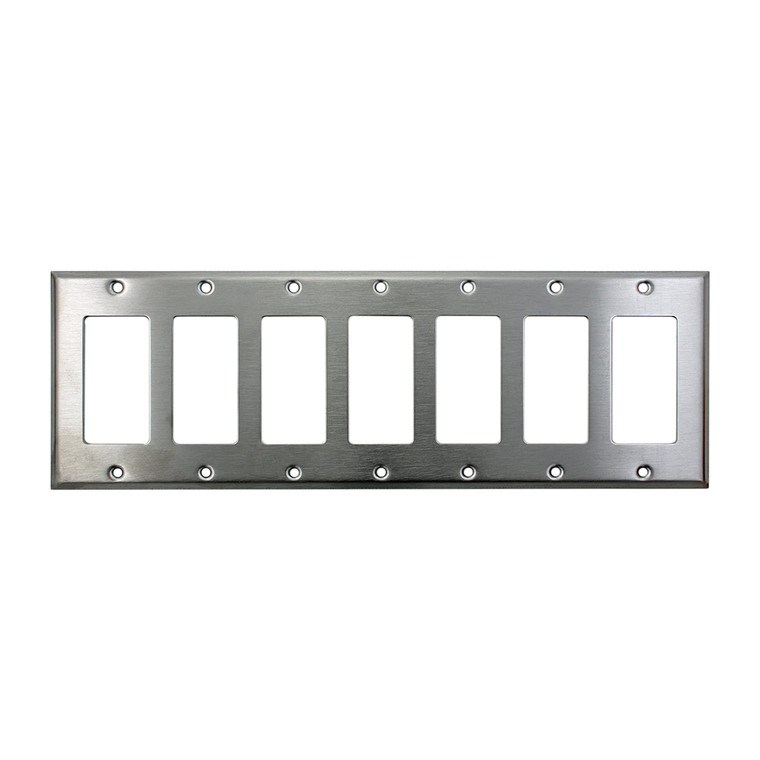 7-Gang Decorator Wall Plate, Stainless Steel