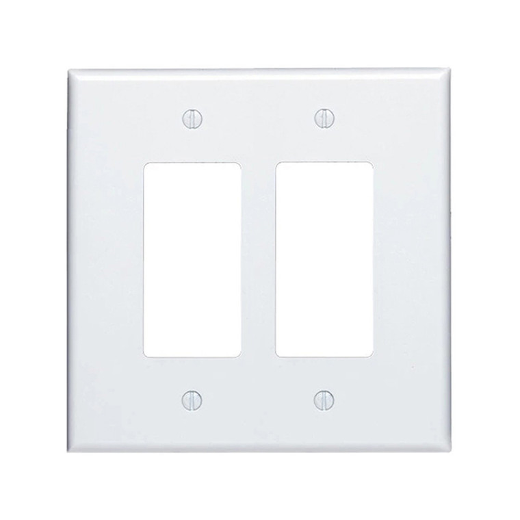 2-Gang Decorator Wall Plate, Oversize Large, Metal - White