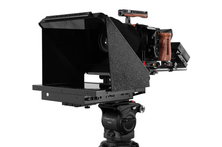 ProLine Plus 15MM Rail Mount 12" 16:9 Widescreen 400 NIT - 1000 NIT Side Inputs  3G-SDI | 4-Pin XLR Power | HDMI Auto-Reversing Monitor Teleprompter - Angled