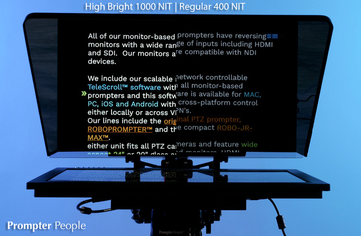 ProLine Plus Regular vs HighBright Teleprompter