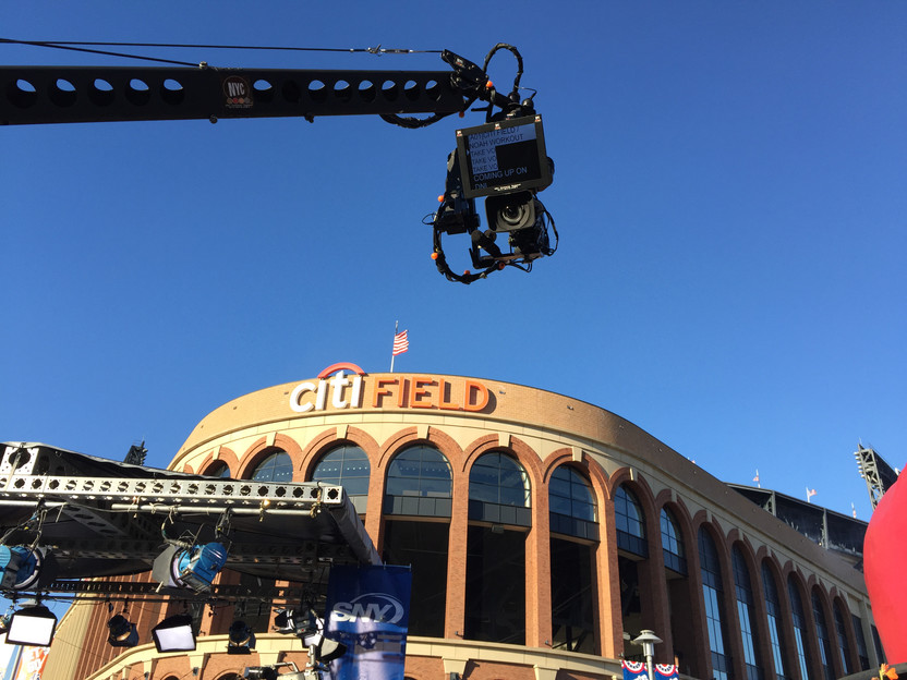 Over Camera 12" High Bright Teleprompter at World Series Game 1