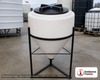 35 Gallon 45 Degree Cone Bottom Inductor Tank. 35.0 gallon capacity; Polyethylene; White; dimensions 29.0in H x 23.0in W x 23.0in L; 17.17 lb empty; 1.5 specific gravity rating; fittings: 2"; max temp 120 deg  F / 48 deg  C; 3 Year Warranty. Manufacturer part number 45098. Sold by OneSource Plastics (https://www.onesourceplastics.com).