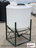 300 Gallon 45 Degree Cone Bottom Tank. 300.0 gallon capacity; Polyethylene; White; dimensions 56.0in H x 48.0in W x 48.0in L; 104.0 lb empty; 1.5 specific gravity rating; fittings: 2"; max temp 120 deg  F / 48 deg  C; 3 Year Warranty. Manufacturer part number 43848. Manufactured by Norwesco. Sold by OneSource Plastics (https://www.onesourceplastics.com).