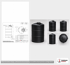 Dimensional spec drawing for Snyder Industries 1500 Gallon Vertical Water Tank (65" L x 65" W x 114" H)