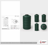 Dimensional spec drawing for Snyder Industries 750 Gallon Vertical Water Tank (48" L x 48" W x 106" H)
