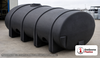 Norwesco 2635 Gallon Horizontal Elliptical Leg Tank in Black. Polyethylene; Black; dimensions 72.0in H x 90.0in W x 140.0in L; 830.0 lb empty; 1.5 specific gravity rating. Manufacturer part number N-40751. Sold by OneSource Plastics (https://www.onesourceplastics.com).