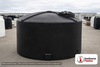 Snyder Industries 5000 Gallon Plastic Vertical Water Storage Tank in Black. High Density Linear Polyethylene; Black; dimensions 116.0in H x 119.0in W x 119.0in L; 870.0 lb empty; 1.0 specific gravity rating. Manufacturer part number SII-32832. Sold by OneSource Plastics (https://www.onesourceplastics.com).