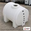 Snyder Industries 125 Gallon Plastic Horizontal Leg Tank. Polyethylene; White; dimensions 35.0in H x 30.0in W x 49.0in L; 46.0 lb empty; 1.9 specific gravity rating. Manufacturer part number SII-1120000N45. Sold by OneSource Plastics (https://www.onesourceplastics.com).
