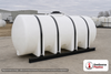Snyder Industries 2000 Gallon Plastic Horizontal Leg Tank with Securing Hoops. Polyethylene; White; dimensions 55.0in H x 84.0in W x 142.0in L; 700.0 lb empty; 1.9 specific gravity rating. Manufacturer part number SII-1002300N45. Sold by OneSource Plastics (https://www.onesourceplastics.com).