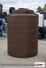 Bushman 4050 Gallon Plastic Vertical Water Storage Tank in Dark Brown. 4050 gallon capacity; Polyethylene; Brown; dimensions 129.0in H x 101.0in W x 101.0in L; 543.0 lb empty; 1.0 specific gravity rating; fittings: 2"; max temp 120 deg  F / 48 deg  C; 3 Year Warranty. Manufacturer part number 40020. Manufactured by Norwesco. Sold by OneSource Plastics (https://www.onesourceplastics.com).