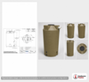Dimensional spec drawing for Bushman 150 Gallon Rainwater Tank