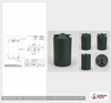 Dimensional spec drawing for Bushman 250 Gallon Rainwater Tank (36" L x 36" W x 66" H)