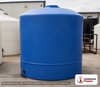 Norwesco 3450 Gallon HDPE Vertical Liquid Storage Tank. High Density Linear Polyethylene; Blue; dimensions 120.0in H x 96.0in W x 96.0in L; 589.0 lb empty; 1.9 specific gravity rating. Manufacturer part number N-44670. Sold by OneSource Plastics (https://www.onesourceplastics.com).