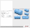 Dimensional spec drawing for Norwesco 3725 Gallon Horizontal Leg Tank (145" L x 92" W x 97" H)