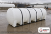 Snyder Industries 2000 Gallon Plastic Horizontal Leg Tank with Securing Hoops. Polyethylene; White; dimensions 70.0in H x 62.0in W x 160.0in L; 580.0 lb empty; 1.9 specific gravity rating. Manufacturer part number SII-7510000N45. Sold by OneSource Plastics (https://www.onesourceplastics.com).