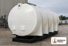 Snyder Industries 3400 Gallon Plastic Horizontal Leg Tank with Securing Hoops. Polyethylene; White; dimensions 88.0in H x 82.0in W x 155.0in L; 1500.0 lb empty; 1.5 specific gravity rating. Manufacturer part number SII-7520000N43. Sold by OneSource Plastics (https://www.onesourceplastics.com).