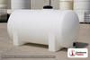 Snyder Industries 500 Gallon Plastic Horizontal Leg Tank in White. High Density Linear Polyethylene; White; 55" H x 49" W x