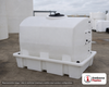 Snyder Industries 150 Gallon Plastic Chemical Feed Station Tank. High Density Linear Polyethylene; White; dimensions 78.0in H x 43.0in W x 56.0in L; 174.0 lb empty; 1.9 specific gravity rating. Manufacturer part number SII-5710104CFWS45. Sold by OneSource Plastics (https://www.onesourceplastics.com).