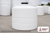 Snyder Industries 300 Gallon HDPE Vertical Liquid Storage Tank with ASTM Certification. High Density Linear Polyethylene; White; dimensions 51.0in H x 46.0in W x 46.0in L; 75.0 lb empty; 1.9 specific gravity rating. Manufacturer part number SII-8040000N45. Sold by OneSource Plastics (https://www.onesourceplastics.com).