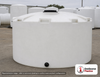 Snyder Industries 4000 Gallons HDPE Vertical Liquid Storage Tank with ASTM Certification. 3700.0 gallon capacity; Polyethylene; White; dimensions 104.0in H x 120.0in W x 120.0in L; 810.0 lb empty; 1.5 specific gravity rating; fittings: 1 Manway / Lid; max temp 120 deg  F / 48 deg  C; 3 Year Warranty. Manufacturer part number 7421100n43. Manufactured by Snyder. Sold by OneSource Plastics (https://www.onesourceplastics.com).