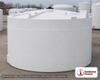 Snyder Industries 4600 Gallon HDPE Vertical Liquid Storage Tank with ASTM Certification. Polyethylene; White; dimensions 116.0in H x 120.0in W x 120.0in L; 1450.0 lb empty; 1.9 specific gravity rating. Manufacturer part number SII-7000500N45. Sold by OneSource Plastics (https://www.onesourceplastics.com).