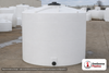 Snyder Industries 6500 Gallon HDPE Vertical Liquid Storage Tank with ASTM Certification. Polyethylene; White; dimensions 153.0in H x 120.0in W x 120.0in L; 1450.0 lb empty; 1.35 specific gravity rating. Manufacturer part number SII-7140000N39. Sold by OneSource Plastics (https://www.onesourceplastics.com).
