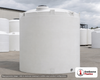 Snyder Industries 8000 Gallon HDPE Vertical Liquid Storage Tank with ASTM Certification. Polyethylene; White; dimensions 186.0in H x 120.0in W x 120.0in L; 2300.0 lb empty; 1.9 specific gravity rating. Manufacturer part number SII-5300600N45. Sold by OneSource Plastics (https://www.onesourceplastics.com).