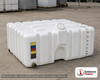 Snyder Industries 80 Gallon Cubetainer Tank with Brass Dipense Fitting. 80.0 gallon capacity; High Density Linear Polyethylene; White; dimensions 21.75in H x 36.0in W x 36.0in L; 50.0 lb empty; 1.9 specific gravity rating; fittings: 1. Manufacturer part number 1032100n95401. Manufactured by Snyder. Sold by OneSource Plastics (https://www.onesourceplastics.com).
