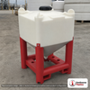Snyder Industries 190 Gallon Plastic Flowmaster Viscous Hopper Bin Tank. Polyethylene; White; dimensions 55.0in H x 48.0in W x 45.0in L; 330.0 lb empty; 1.9 specific gravity rating. Manufacturer part number SII-6370425N95402. Sold by OneSource Plastics (https://www.onesourceplastics.com).