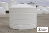 Snyder Industries 2650 Gallon HDPE Vertical Liquid Storage Tank with ASTM Certification. High Density Linear Polyethylene; White; dimensions 97.0in H x 102.0in W x 102.0in L; 510.0 lb empty; 1.5 specific gravity rating. Manufacturer part number SII-8390000N43. Sold by OneSource Plastics (https://www.onesourceplastics.com).