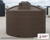 Bushman 5050 Gallon Dark Brown Vertical Water Storage Tank. 5050 gallon capacity; Polyethylene; Dark Brown; dimensions 96.0in H x 129.0in W x 129.0in L; 700.0 lb empty; 1.0 specific gravity rating; fittings: 1 Inlet , 1 Outlet , 1 Manway / Lid; max temp 120 deg  F / 48 deg  C; 3 Year Warranty. Manufacturer part number 40025. Manufactured by Norwesco. Sold by OneSource Plastics (https://www.onesourceplastics.com).