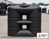 Bushman 265 Gallon Black Slimline Rainwater Storage Tank. 265 gallon capacity; Polyethylene; Black; dimensions 62.5in H x 25.0in W x 59.0in L; 119.0 lb empty; 1.0 specific gravity rating; fittings: 1 Manway / Lid, 3 Outlets, 1 Inlet; max temp 120 deg  F / 48 deg  C; 3 Year Warranty. Manufacturer part number 45491-ca. Manufactured by Norwesco. Sold by OneSource Plastics (https://www.onesourceplastics.com).
