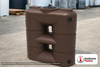 Bushman 130 Gallon Brown Slimline Rainwater Storage Tank. 130 gallon capacity; Polyethylene; Dark Brown; dimensions 48.0in H x 18.0in W x 50.0in L; 127.0 lb empty; 1.0 specific gravity rating; fittings: 1 Inlet , 2 Outlets , 1 Manway / Lid; max temp 120 deg  F / 48 deg  C; 3 Year Warranty. Manufacturer part number 45755-ca. Manufactured by Norwesco. Sold by OneSource Plastics (https://www.onesourceplastics.com).