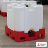 Snyder Industries 220 Gallon HDPE Stackable IBC Tote Tank. High Density Linear Polyethylene; White; dimensions 48.0in H x 45.0in W x 45.0in L; 243.1 lb empty; 1.9 specific gravity rating. Manufacturer part number SII-6630023B97202. Sold by OneSource Plastics (https://www.onesourceplastics.com).