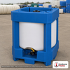 Snyder Industries 220 Gallon HDPE Ultratainer Stackable IBC Tote Tank. Polyethylene; Blue; 54" H x 46" W x 46" L.