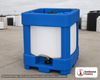 Snyder Industries 330 Gallon Ultratainer IBC Tote Tank. Polyethylene; Natural White; dimensions 70.0in H x 46.0in W x 46.0in L; 335.0 lb empty; 1.9 specific gravity rating; fittings: 1 Inlet , 1 Outlet , 1 Manway / Lid; max temp 105 deg  F / 41 deg  C. Manufacturer part number 6840000B97202. Sold by OneSource Plastics (https://www.onesourceplastics.com).