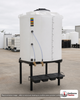 Snyder Industries 360 Gallon Cylindrical Gravity Feed Tank System. Polyethylene; White; dimensions 83.1in H x 65.0in W x 52.3in L; 280.0 lb empty; 1.9 specific gravity rating. Manufacturer part number SII-5760100N97208. Sold by OneSource Plastics (https://www.onesourceplastics.com).