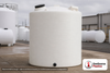 Chem-Tainer 1500 Gallon Plastic Vertical Liquid Storage Tank. 1500.0 gallon capacity; Polyethylene; White; dimensions 127.0in H x 64.0in W x 64.0in L; 325.0 lb empty; 1.5 specific gravity rating; fittings: 2". Manufacturer part number TC1500IC. Sold by OneSource Plastics (https://www.onesourceplastics.com).