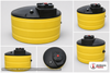 Chem-Tainer 385 Gallon Plastic Vertical Double Wall Waste Oil Tank with Oil Level Gauge in Yellow