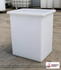 Chem-Tainer 56 Gallon Polypropylene Open Top Batch Storage Tank. 56.0 gallon capacity; Polypropylene; Natural White; dimensions 31.0in H x 20.0in W x 26.0in L; 32.0 lb empty; max temp 212 deg  F / 100 deg  C; 3 Year Warranty. Manufacturer part number r182430b. Sold by OneSource Plastics (https://www.onesourceplastics.com).