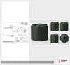 Dimensional spec drawing for Bushman 2500 Gallon Rainwater Tank (96" L x 96" W x 95" H)