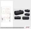 Dimensional spec drawing for Norwesco 500 Gallon Elliptical Tank (82" L x 57" W x 44" H)