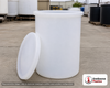 Chem-Tainer 30 Gallon Plastic Open Top Batch Storage Tank with Cover. 30 gallon capacity; Polyethylene; Natural White; 30" H