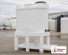 Snyder Industries 500 Gallon Plastic Gravity Feed Tank System. High Density Linear Polyethylene; White; dimensions 101.0in H x 66.0in W x 60.0in L; 305.0 lb empty; 1.9 specific gravity rating. Manufacturer part number SII-5780100N97208. Sold by OneSource Plastics (https://www.onesourceplastics.com).